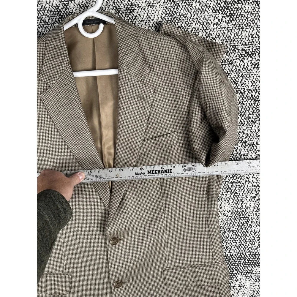 Chaps Blazer Mens 42L 52% Silk/‎ 48 % Wool Houndstooth
